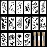 16 Stücke Blätter Schablone Tropical Leaf Schablonen Wiederverwendbare Blatt Malerei Schablone Leaf Stencil Blatt Wand Schablone Muster Vorlage für DIY Craft Schablonen für M