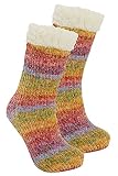 Lora Dora Weiche Slipper-Socken für Damen, Mädchen, Teenager, Regenbogen-Chenille, Fleece-Futter, Weihnachtsgeschenk mit rutschfester Socke, multi, S