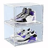 Schuhboxen Stapelbar Transparent, 1 StüCk ~ 24 StüCk Acryl Schuhaufbewahrungsbox 14.5 X 11 X 8.7 Zoll GroßE Box HöHe Klares Kunststoffdisplay Mit Leicht ZugäNglicher Magnetischer Drop-Frontabdeckung