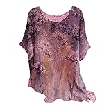 OTGOPS Trendy Kurzarm Lässige Blumen Tunika Tees ，Oberteile Damen Kurzarm/Shirt Schulterfrei Tunika Bluse Top