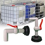 90 Grad Tankadapter IBC S60 x 6 Wasserhahn-Ventil, Dichtung, Wasserhahn, Fassung, Verbindungsstück, Adapter, für Regentonnen, Anschluss Anschluss (25 mm)