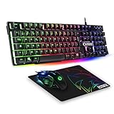 Empire Gaming – 3-in-1 MK800 – Gaming-Tastatur, AZERTY RGB, 105 Tasten, 19 Tasten, Anti-Ghosting-Tasten, ergonomisch, 2400 dpi, Maus PS4, PS5, Xbox One/Serie M