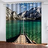 GXCBLK Gardinen Wohnzimmer Kinderzimmer Verdunkelungsvorhang 3D Digitaldruck Grüne Landschaft Vorhänge Blickdicht Schlafzimmer Thermovorhang Mit Ösen, 2Er Set 260X140Cm（H X B）