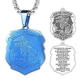 FaithHeart Herren männer Saint Michael Kette Blauer Unregelmäßiger Schild Anhänger mit 50+5cm Verlängerung für Geburtstag W