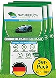 Premium Rasensamen für Mähroboter 3 kg Made in Germany - Roboter Grassamen - Schnellkeimend und Vital - Selbstdüngend für pflegeleichten Garten (3 x 1 kg)