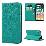 Copmob iPhone 7/8/SE2/SE 2020 Hülle,Flip Echtleder Brieftasche Handyhülle,[4 Kartenfächer][Magnetverschluss][Mit Lanyard],Klapphülle Ledertasche Schutzhülle für iPhone 7/8/SE2/SE 2020 - Himmelb