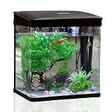 Nobleza - 7L Mini Aquarium Komplettset, Nano Aquarium Stabiles Einsteigerbecken mit LED-Beleuchtung und Eingebautem Filtersystem, Schw