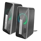 Speedlink LAVEL Stereo Speaker - Lautsprecher für PC mit Bluetooth und Klinkenanschluss -dezente LED-Beleuchtung, schw