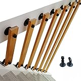 QDY-Handrails Brüstungsgeländer Holzhandlauf für Treppen, Rutschfester Treppenhandlauf Wandhalterung, Treppengeländer, Hausgartenkorridor Lofts Terrassengeländer, Schmiedeeisen-Montag