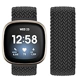 Vozehui Kompatibel mit Fitbit Sense/Fitbit Versa 3 Armband, Elastisch Atmungsaktiv Weiches Nylon Kinitting Sport Ersatzband für Fitbit Versa 3/Fitbit Sense, Frauen M