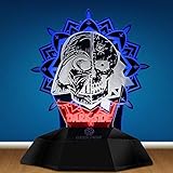 QERTYU Schädel Kunst LED Licht 3D Linienlampe Optische Täuschung 3D Lampe Berührungssensor Schädel Tattoo T