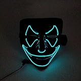 Queta LED Halloween Masken, Grimasse Horror Fledermaus Smiley Maske Draht Glühende Maske Light Horror Maske mit 3 Blitzmodi für Halloween Parade, Party Halloween Kostüm für Erw