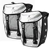 Red Loon 2 x Pro robuste Fahrradtasche aus LKW-Plane – wasserdichte Doppelpacktasche für Gepäckträger in Silb