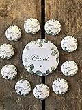 JGA-Button-Set EUKALYPTUS I 1x'Braut' (Ø56 mm)+ 10x'Team Braut' (Ø25mm) I grün + weiß I Hochzeit JGA Party Ansteck