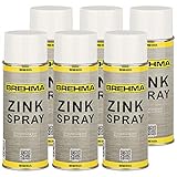 BREHMA 6X Zinkspray dunkel 400ml Korrosionsschutz Rostschutz Grundierung Spray Haftg
