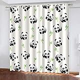 Schallschutz Vorhang Panda Verdunkelungsvorhange 2Er Set Blickdichte Gardinen Wärmeisolierte Gardinen Mit Ösen 3D-Druck Mode Schlafzimmer Wohnzimmer Dekoration 2X75X166 cm(B X H)