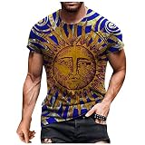 wuitopue Herren-Shirts Verkauf Verkauf Verkauf Clearance Herren Sommer Casual 3D Gedruckt Kurzarm Rundhals Top T-Shirt Bluse UK Größe S-XXXXXL, Navy1, XXL
