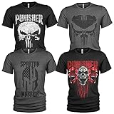 4er Pack Herren T-Shirt The Punisher mit Frontprint und Rundhalsausschnitt (XL, Collection 2)