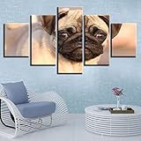 Wanddekoration 5 Bilder Vlies Leinwand 5 Teilig Bilder Wandbild HD Drucke Painting Mopstier Poster Moderne Wandbilder Wohnzimmer Wanddekoration Desig