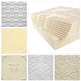 Deckenplatten aus Styropor EPS - Deckenpaneele leicht & robust im modernen Design - (10QM Sparpaket LEN WEISS 50x50cm) Deckenplatte Verkleidung weiß