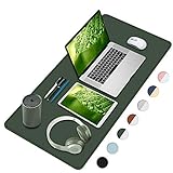 FAMEDY Schreibtischpad, beidseitige Schreibtischmatte, großes Mauspad, Laptop-Tastatur-Löschschutz, wasserdichte Schreibtisch-Schreibmatte für Zuhause/Büro (grün und grau, 60 x 30 cm)