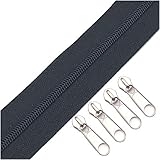 10M 25 Farben Nylon Spule Reißverschluss Masse mit 20Pcs Zipper Slider-Supplies 322 Black 3#, 10M