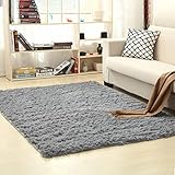 Teppich Wohnzimmer, OKYUK Hochflor Shaggy Teppiche, Flauschig & Weich Carpet Dekoration Wohnung Modern Langflor Bettvorleger Schlafzimmer Teppich, 160x230