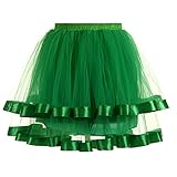 URSING Kurz Retro Petticoat Frauen Qualität Plissee Gaze Kurzen Rock Erwachsene Tutu Tanzen Rock Vintage Tutu Ballett Unterkleid Ballettrock Pettiskirt Unterrock Einheitsgröße (Grün)