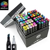 OfficeTree 80 Alkohol Marker - 40 Intensive und 40 Pastell Farben - Twin Marker Set zum Zeichnen und Malen - Touch Marker Stifte auch als Manga S