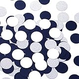 Marineblau Weiß Silber Papier Konfetti 300pcs Streudeko Tischdeko für Geburtstagsparty Hochzeitsdeko Jugendweihe Dekoration Konfetti Hochzeit Biologisch Abbaubar für Graduierung Hochzeit Baby D