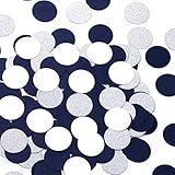 Marineblau Weiß Silber Papier Konfetti 300pcs Streudeko Tischdeko für Geburtstagsparty Hochzeitsdeko Jugendweihe Dekoration Konfetti Hochzeit Biologisch Abbaubar für Graduierung Hochzeit Baby D