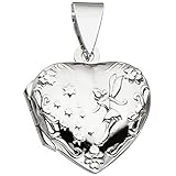 Jobo Damen Medaillon Herz für 2 Fotos 925 Sterling Silber Anhänger zum Ö