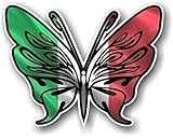 Tribal Schmetterling Design Tattoo Stil mit Italien Italienische IL Tricolore Country Flagge Novelty Auto-Aufkleber Vinyl Aufkleber 120 x 95 