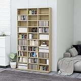 Atlojoys CD-Regal, Bücherregal, Medienregal, Regalwand, für CD, DVD, Spiele, Cover, Bücher, Sonoma-Eiche 102x23x177,5 cm Spanp