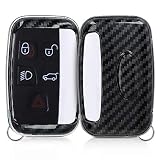 kwmobile Autoschlüssel Hülle kompatibel mit Land Rover Jaguar 5-Tasten Funk Autoschlüssel - Hardcover Schutzhülle Schlüsselhülle Cover Carbon Schw