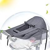 Sonnensegel Für Kinderwagen mit UV Schutz Schutz 50+ und Wasserdicht Sonnensegel für Buggy Double Layer Fabric mit Sichtfenster und Extra Breite Schattenflügel (Grau)