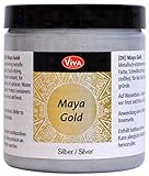 Viva Decor® Maya Gold (Silber, 250 ml) glänzende Metallic Farben zum Basteln - Acrylfarben Gold Metallic für Holz, Pappe, Beton, Papier, Leinwand uvm. - Made in Germany