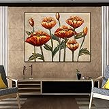 Kunstdrucke Retro Große Blumen Leinwand Wandbilder für Schlafzimmer Wohnzimmer Dekoration Wandbild mit gerahmten 60x80cmx1pcs I