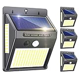 Solarlampen für Außen mit Bewegungsmelder,【Hohe Qualität 216LED-1000Lumen】Solarleuchte Aussen Solar Wasserdichte Wandleuchte Led Solar Bewegungsmelder Aussen Solarlicht für Garten-4 Stück