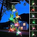 Solar Windspiel Licht für Draußen,mit Farbwechsel ,Solar Wind Chime für Haus /Party /Patio /Nacht Garten Dekoration,Grüner Kolib