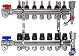 Heizkreisverteiler Fussbodenheizung VOLL mit Topmeter S Flussmesser Kugelhähne Thermometer- Heizkreise NORDIC- 5 Heizk