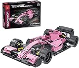 BZYZ Technic Formula 1 exklusives Auto-Bau-Set, 1084-teilig, 1:10 Super Rennwagen Sportwagen Fortgeschrittenes Bau-Set, Sammlerstück, Bauset kompatibel mit Lego Pink, 9 x 22 x 50