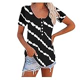 KGLHTYU Sommer Shirts Für Damen Sexy Top Tank Top T Shirt Druck Sexy Oberteil Tshirt Damen Mit Aufdruck Casual Shirt Umstandsmode Modern Sexy Oversize Blusen Tunika Damen Sommer Kurzarm S