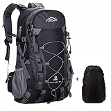 Meisohua Wasserdichter Rucksack 40L Leicht, Erwachsene Wanderrucksack Manner Frauen Outdoorrucksack für Klettern Camping Reiten Reisen Freizeit, für 15.6 Zoll Laptop Schw