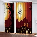 TTBBBB Blickdicht Vorhang Wärmeisolierender Gelb Horror großer Baum B 280 x H 240 cm Gardinen Verdunkelungsvorhang Schlafzimmer Kinderzimmer Thermovorhang Fensterdekoration 3D Muster Ösen schal 2Er S