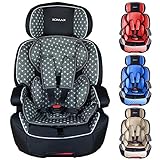 XOMAX XL-518-Grau Kindersitz mit ISOFIX I mitwachsend I 9-36 kg, 1-12 Jahre, Gruppe 1/2/3 I 5-Punkt-Gurt und 3-Punkt-Gurt I Bezug abnehmbar und waschbar I ECE R44/04 I grau/schw