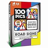 100 PICS Straßenschilder Reisespiel – Verkehrszeichen Karteikarten, hilft beim Lernen der DVLA Autobahnkode Theorie Fahrtest U