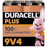 Duracell NEU Plus 9V Block Alkaline-Batterien, 6LR61 MN1604, 4er Pack