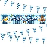 BIGKASI 2 pcs Oktoberfest Deko Set Wimpelkette Outdoor Bayrische Dekoration Oktoberfest Banner Oktoberfestdeko für Münchner Oktoberfest Bierzelten Partydek