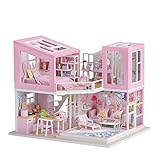 - DIY-Puppenhaus aus Holz mit Möbeln und LED, kreatives Spielzeug für Kinder, Geburtstag, Party, Miniset, Dekoration für das Z